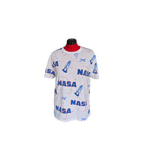 Chemistry NASA graphic tee with rockets, short sleeves, size large